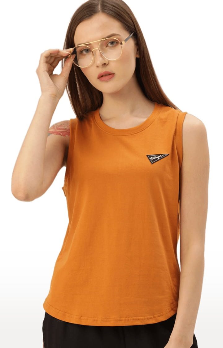 Dillinger | Women's Orange Solid Tank Top 0