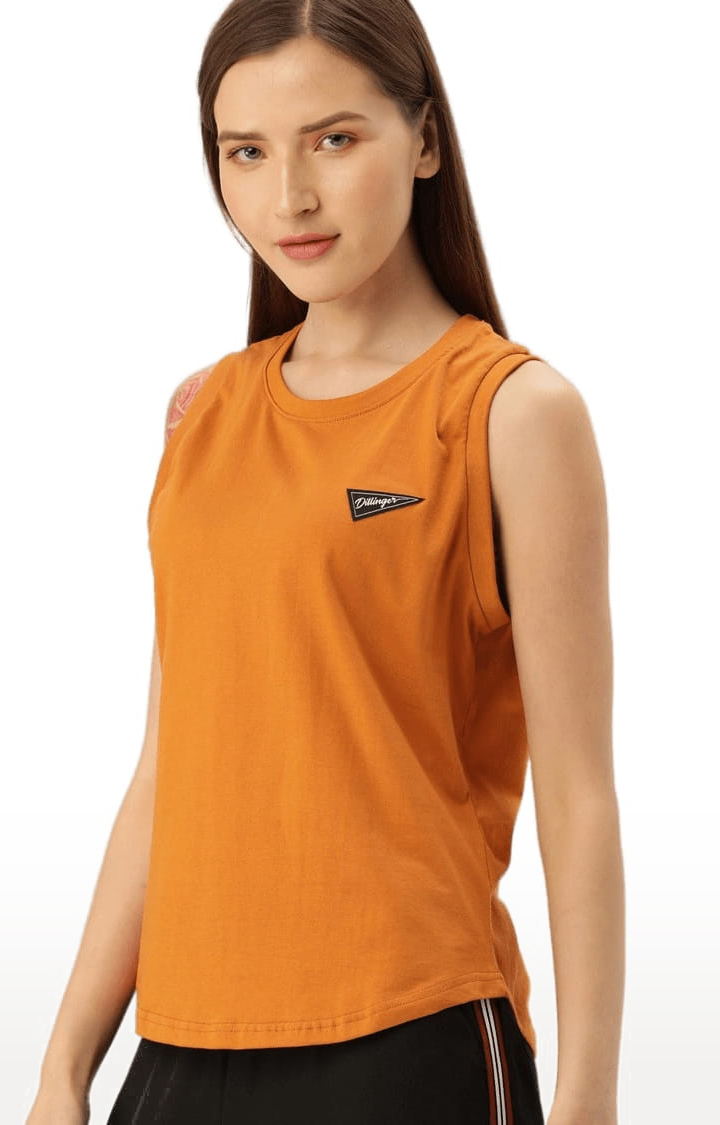 Dillinger | Women's Orange Solid Tank Top 2