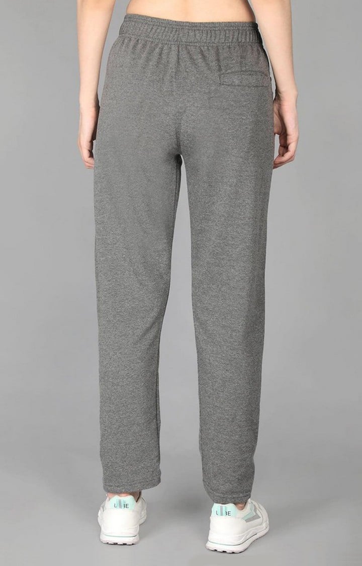 Women's Anthara Grey Melange Textured Cotton Trackpant