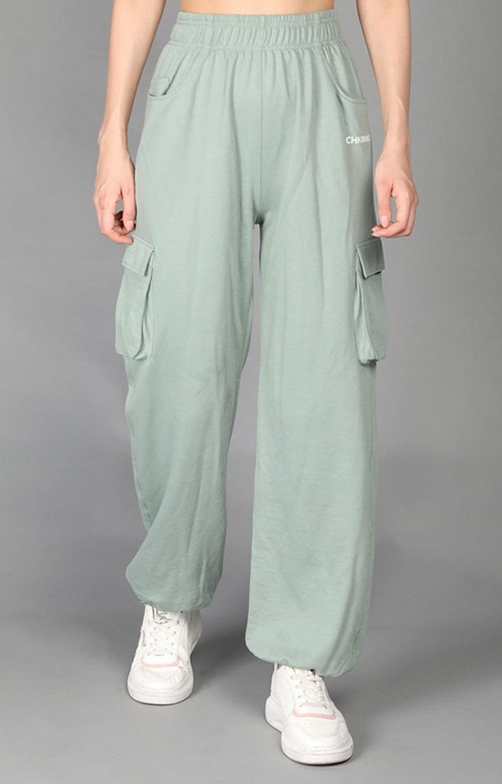 Buy Women Green Cotton Baggy Cargo Pants Tailor Made Formal Casual