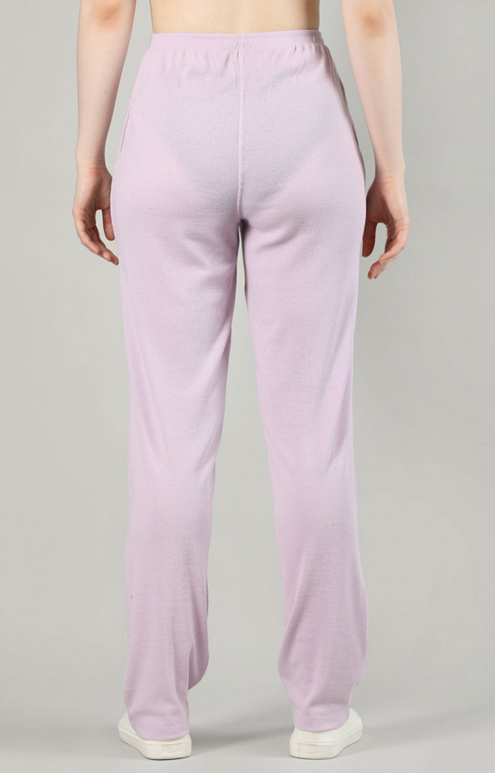 Women's Purple Solid Cotton Trackpant
