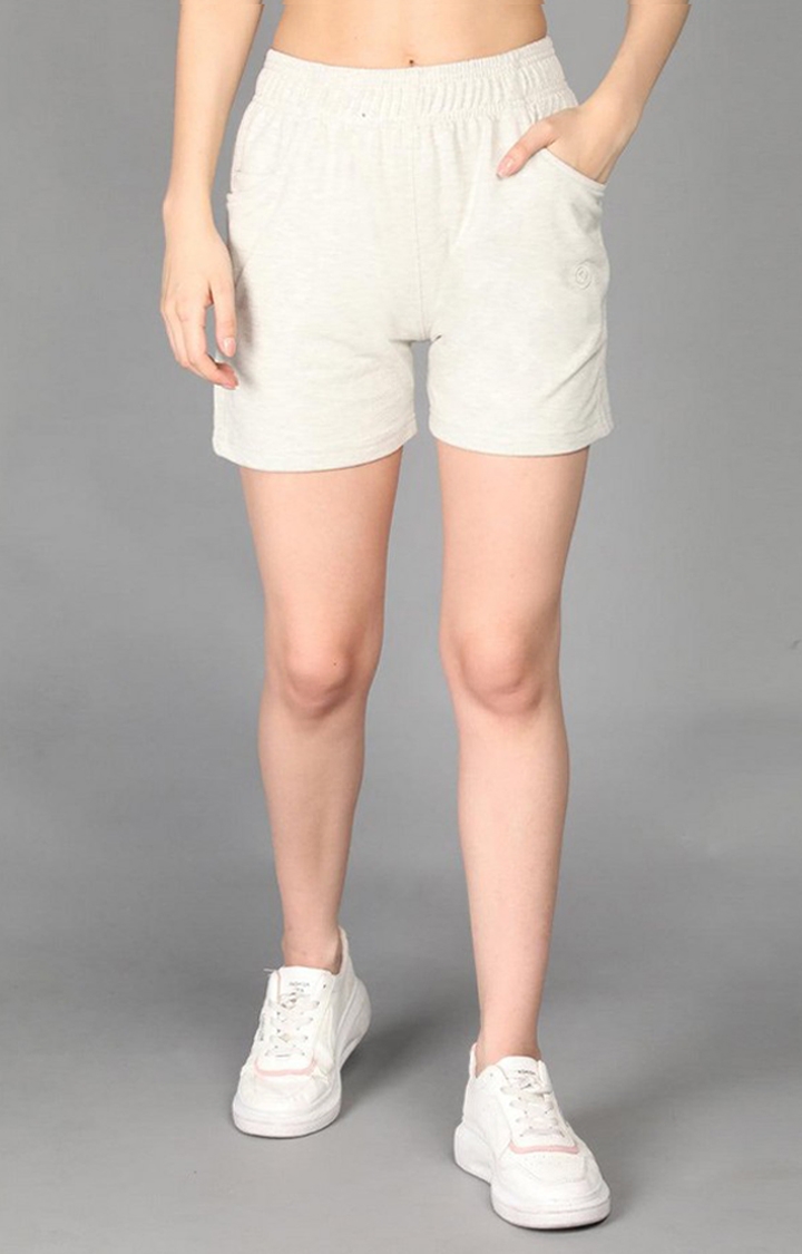 CHKOKKO | Women's Grey Solid Cotton Activewear Shorts
