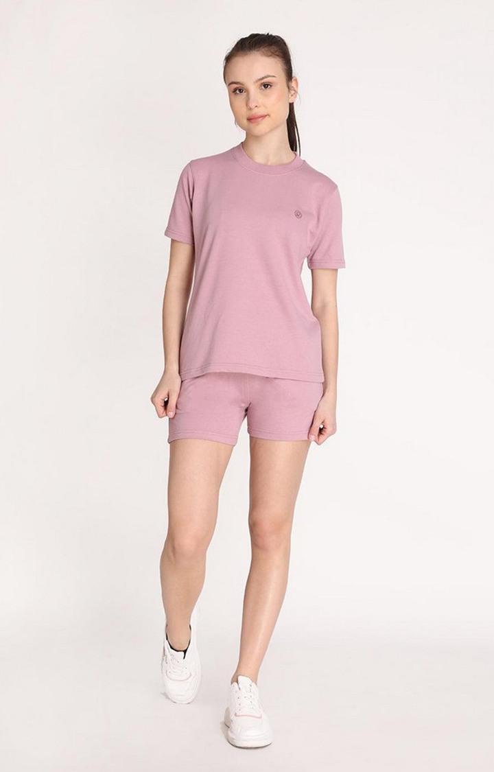 Women's Pink Solid Cotton Activewear Shorts