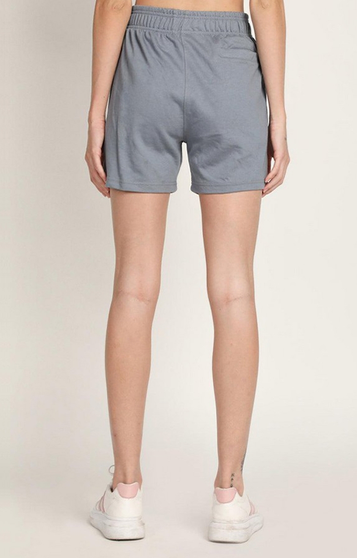 Women's Grey Solid Cotton Activewear Shorts