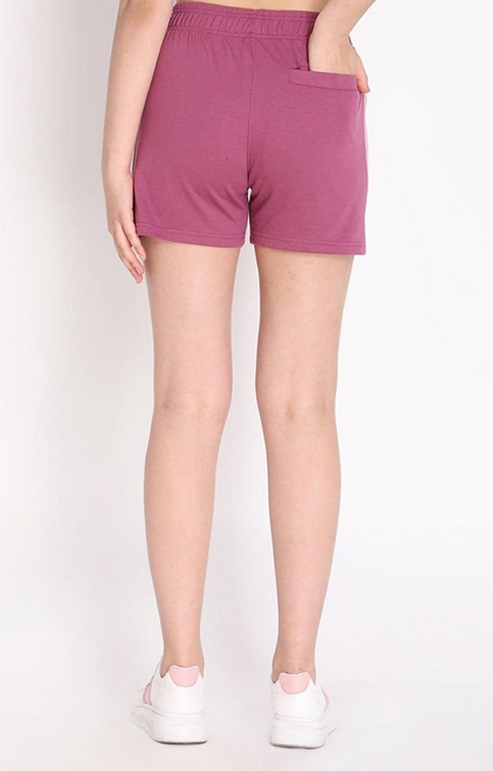 Women's Pink Solid Cotton Activewear Shorts