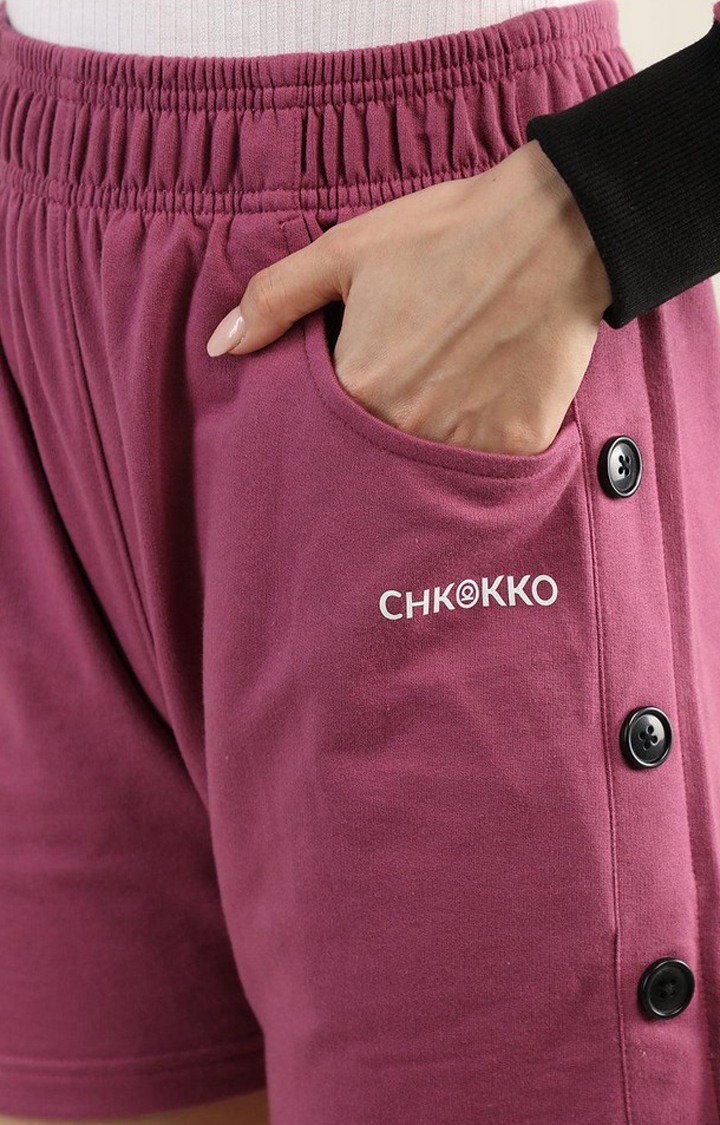 Women's Pink Solid Cotton Activewear Shorts