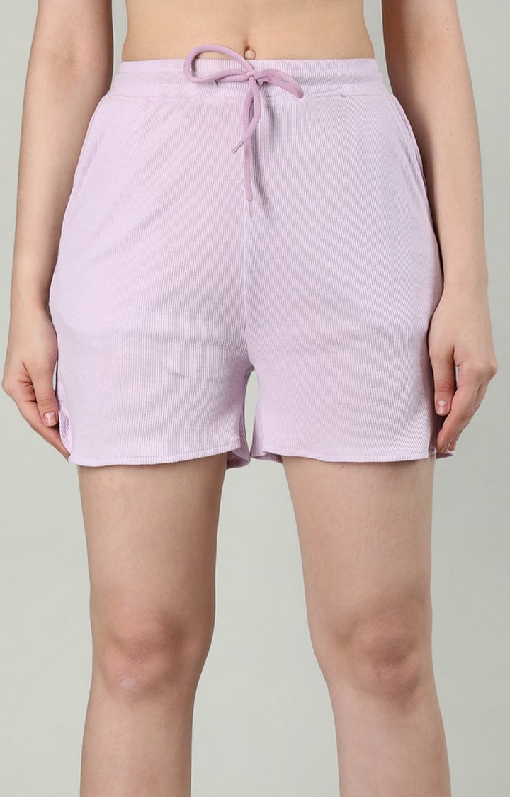 CHKOKKO | Women's Pink Solid Cotton Activewear Shorts