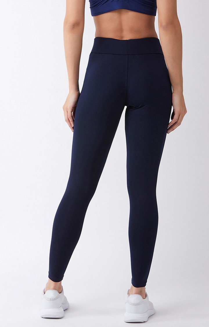Masch Sports | Blue and White Solid Activewear Leggings 6