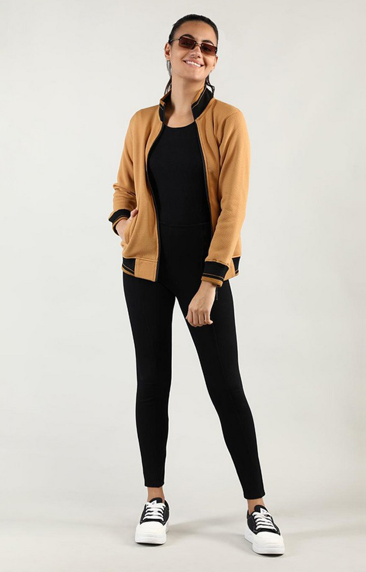 Women's Brown Melange Wool Sweatshirts