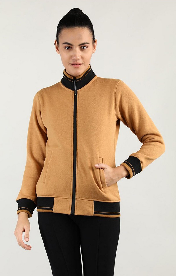 CHKOKKO | Women's Brown Melange Wool Sweatshirts