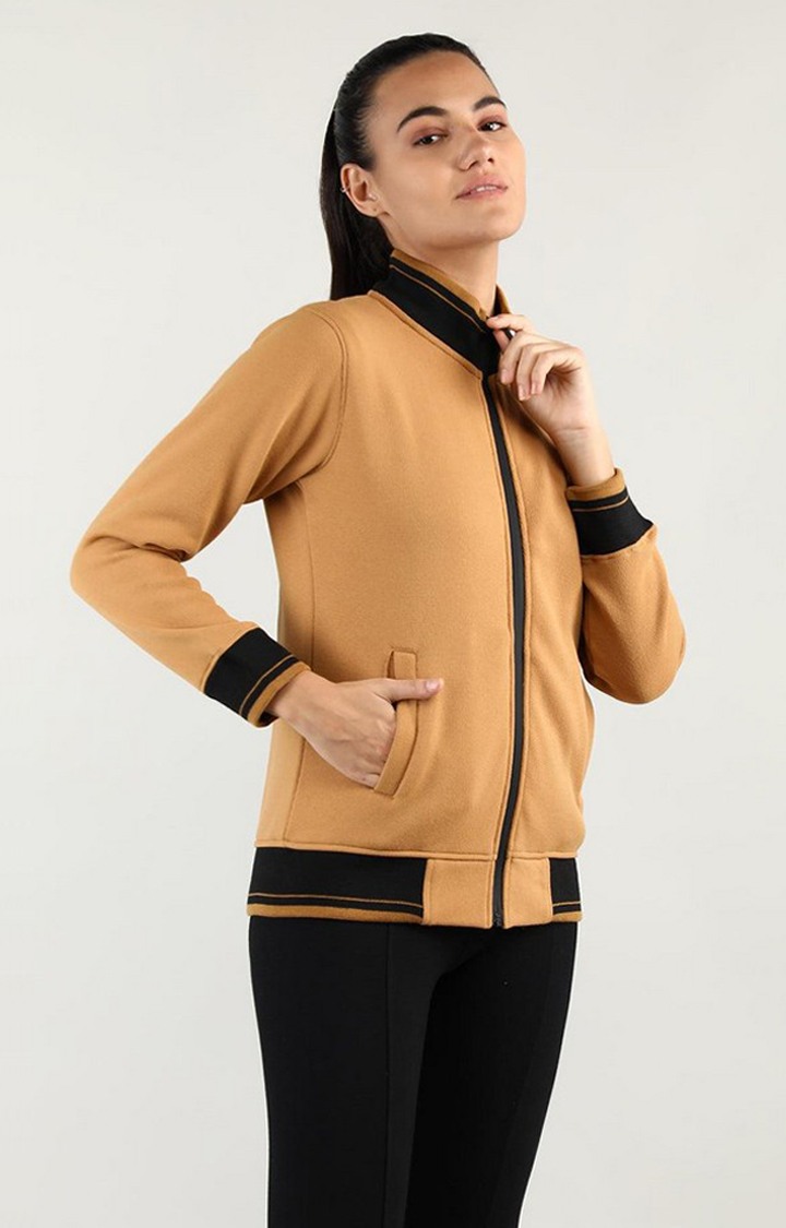 Women's Brown Melange Wool Sweatshirts