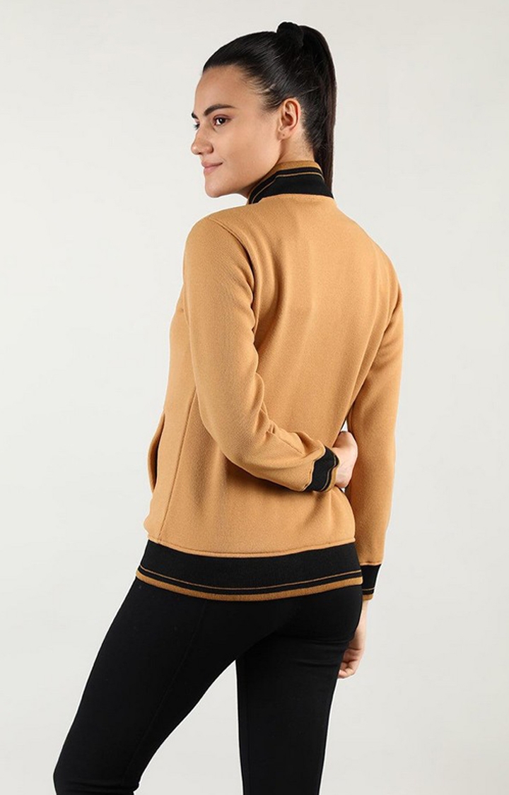 Women's Brown Melange Wool Sweatshirts
