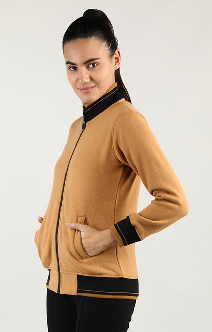 Women's Brown Melange Wool Sweatshirts