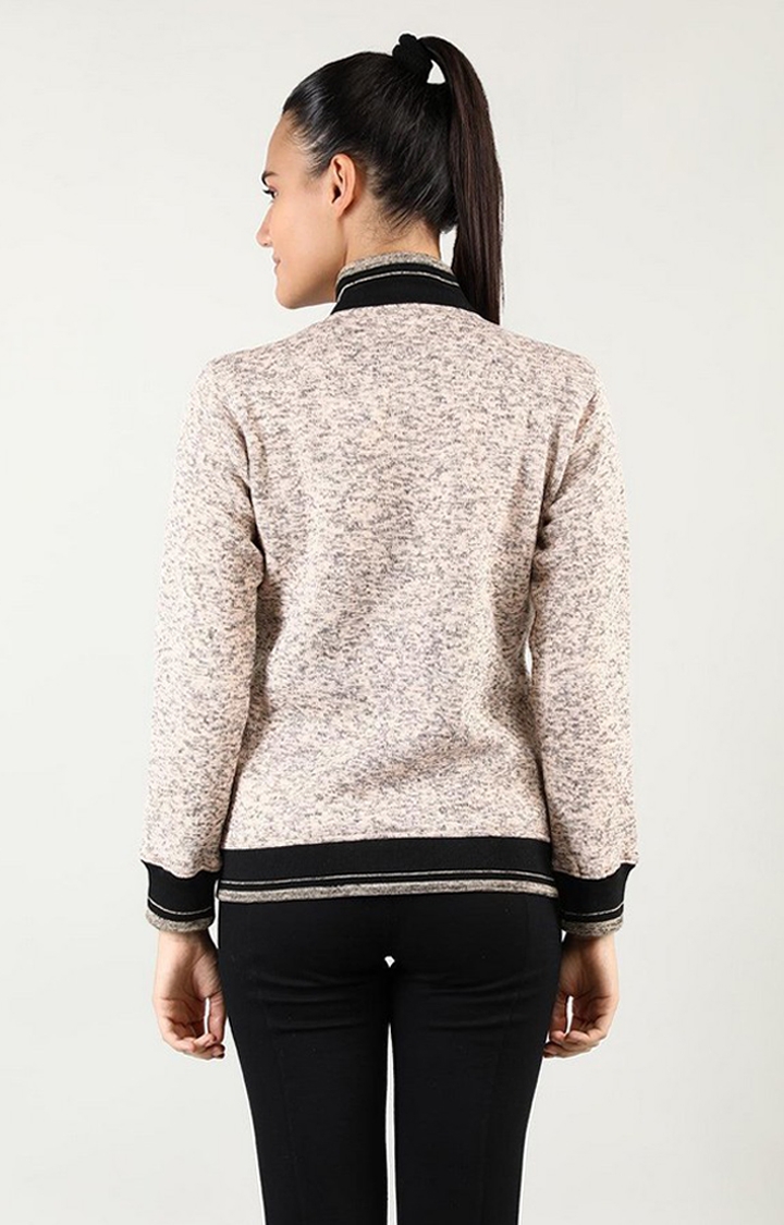 Women's Beige Solid Wool Sweatshirts