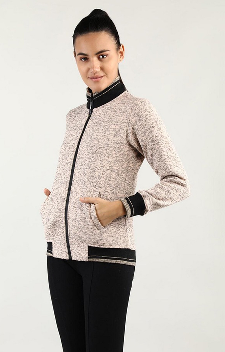 CHKOKKO | Women's Beige Solid Wool Sweatshirts
