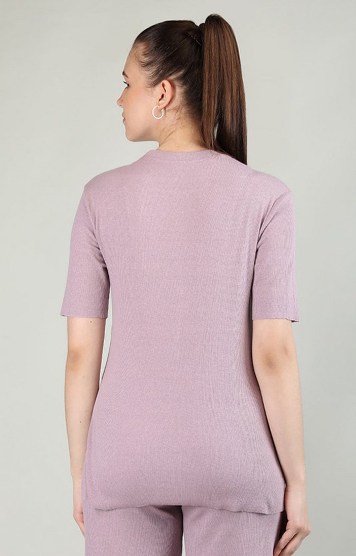 Women's Purple Solid Cotton Oversized T-Shirt