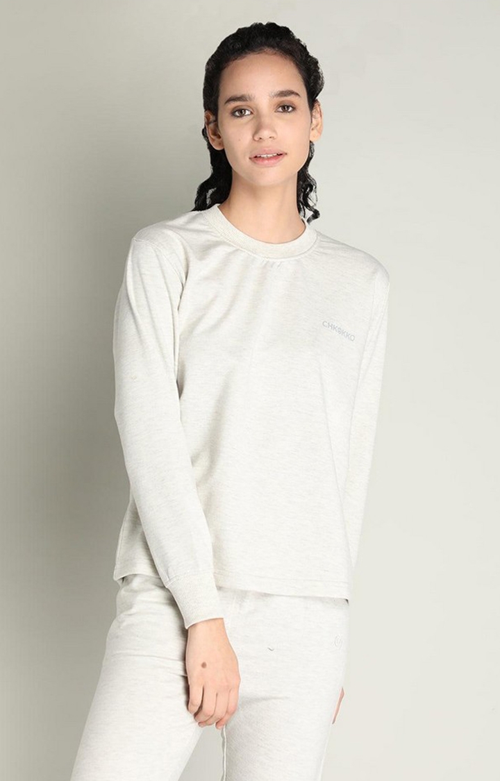 Women's Grey Solid Cotton Activewear T-Shirt