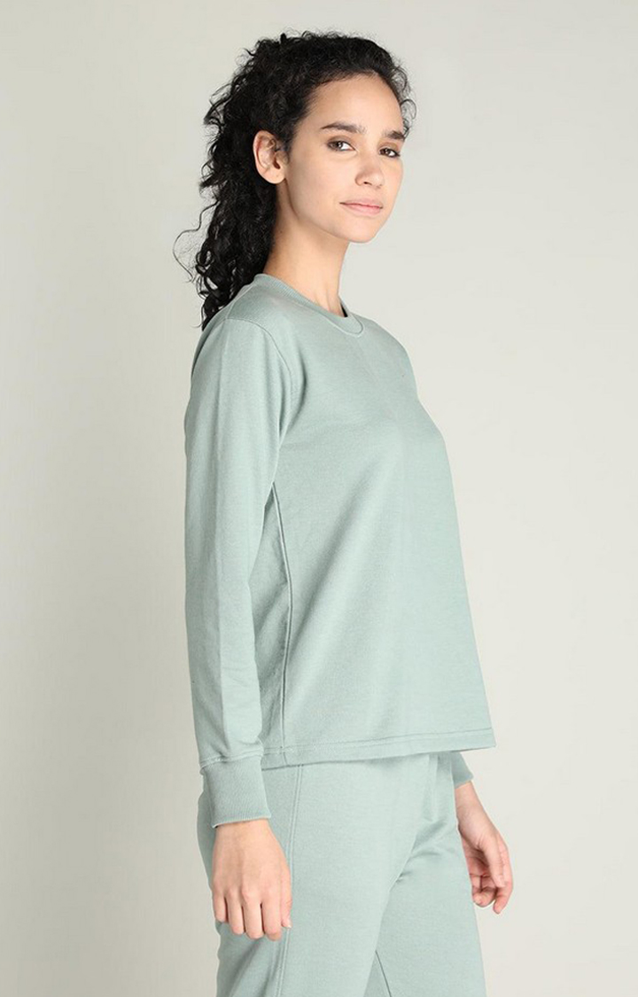 Women's Green Solid Cotton Activewear T-Shirt