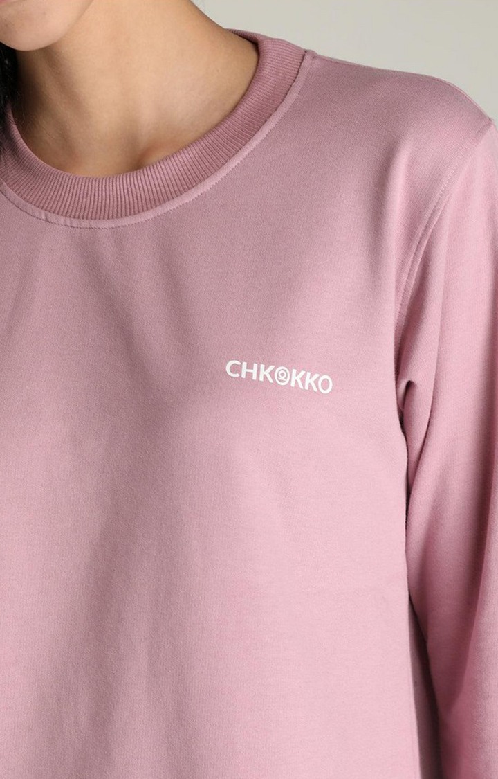 Women's Pink Solid Cotton Activewear T-Shirt
