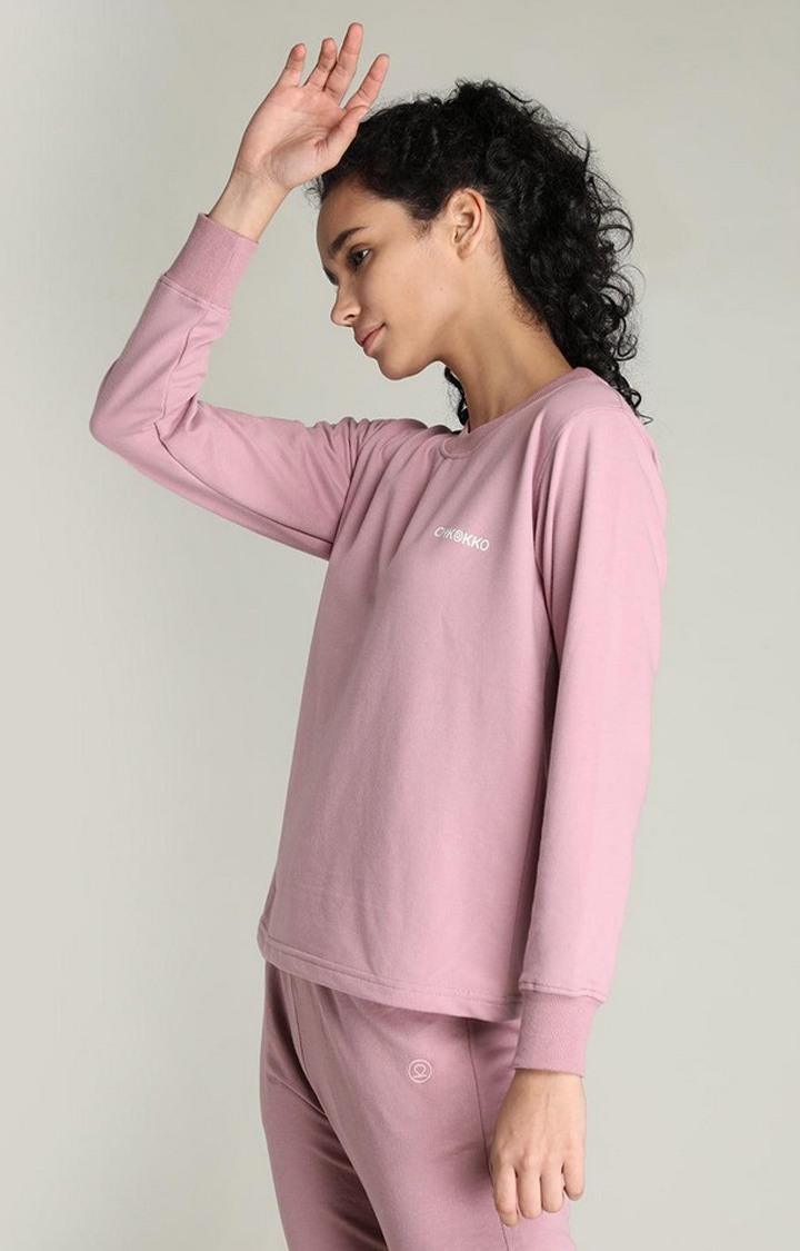 Women's Pink Solid Cotton Activewear T-Shirt