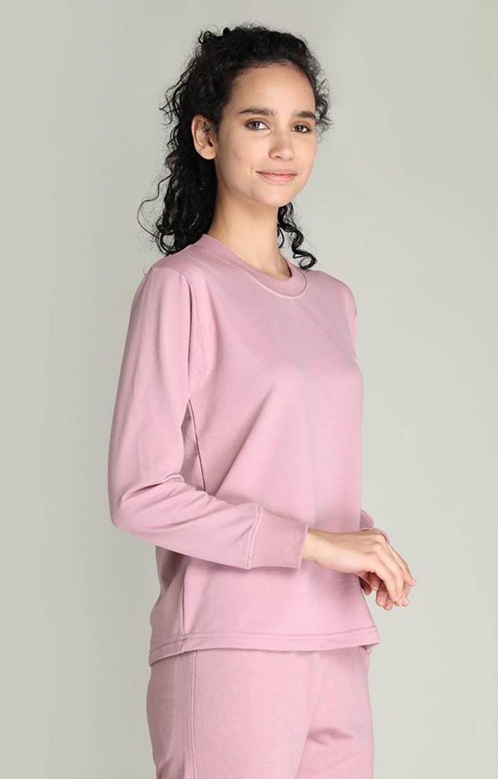 Women's Pink Solid Cotton Activewear T-Shirt