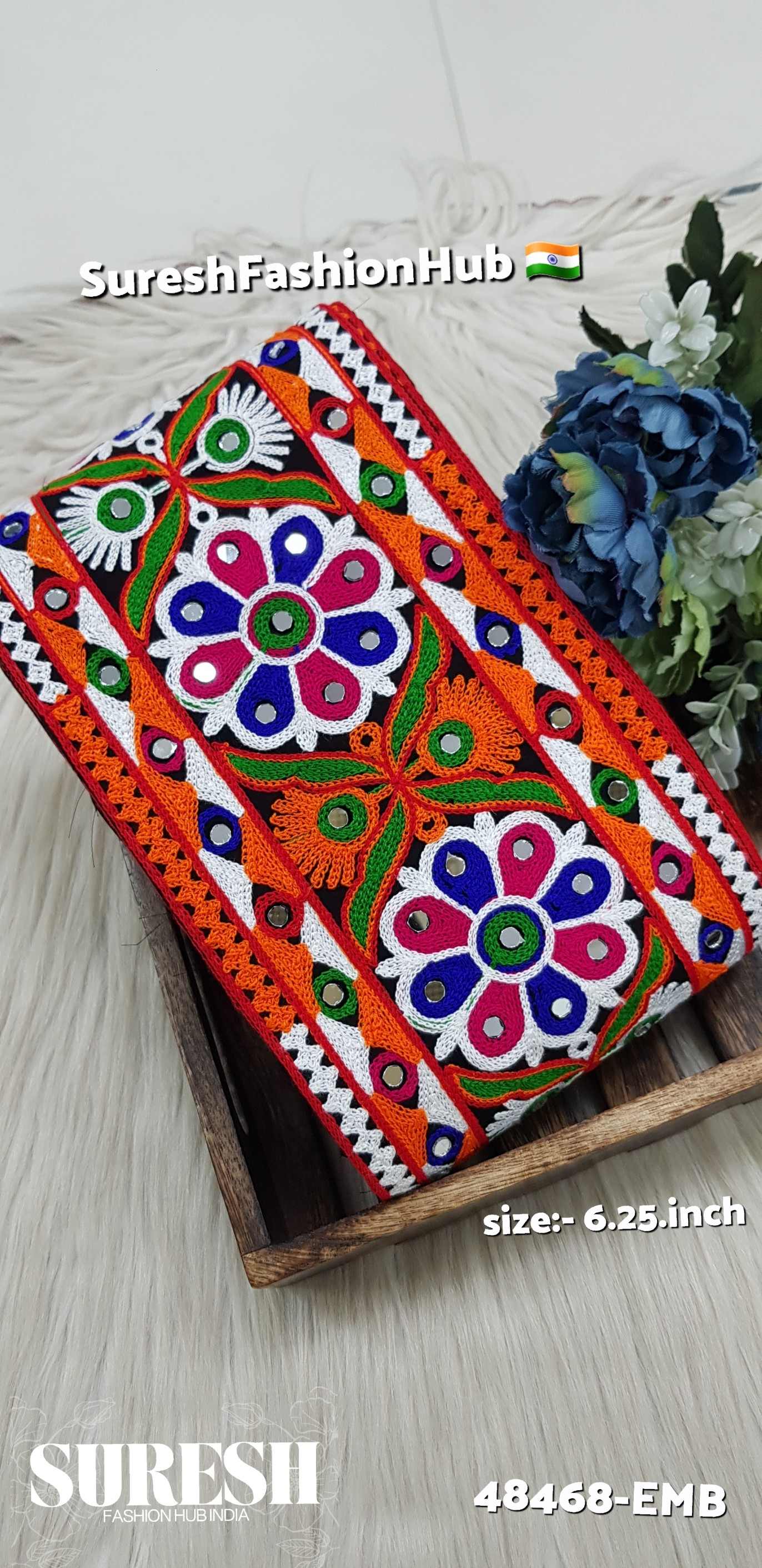 Navratri Special Aari Floral Mirror Embroidery Lace