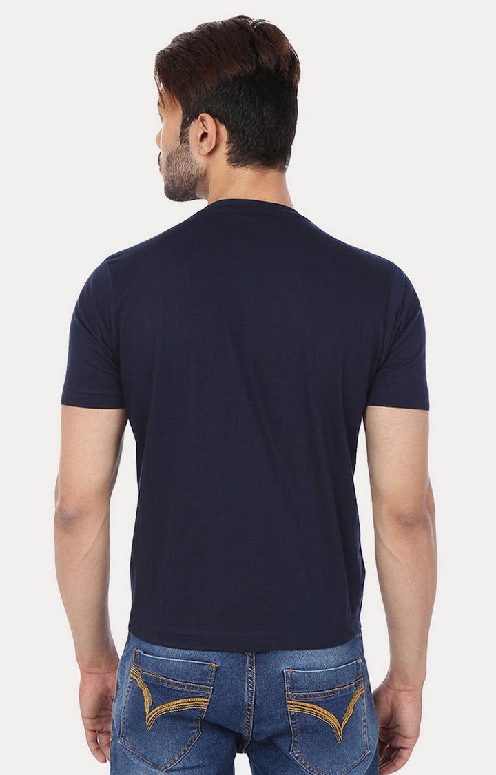 Men's Blue Cotton Solid Regular T-Shirts