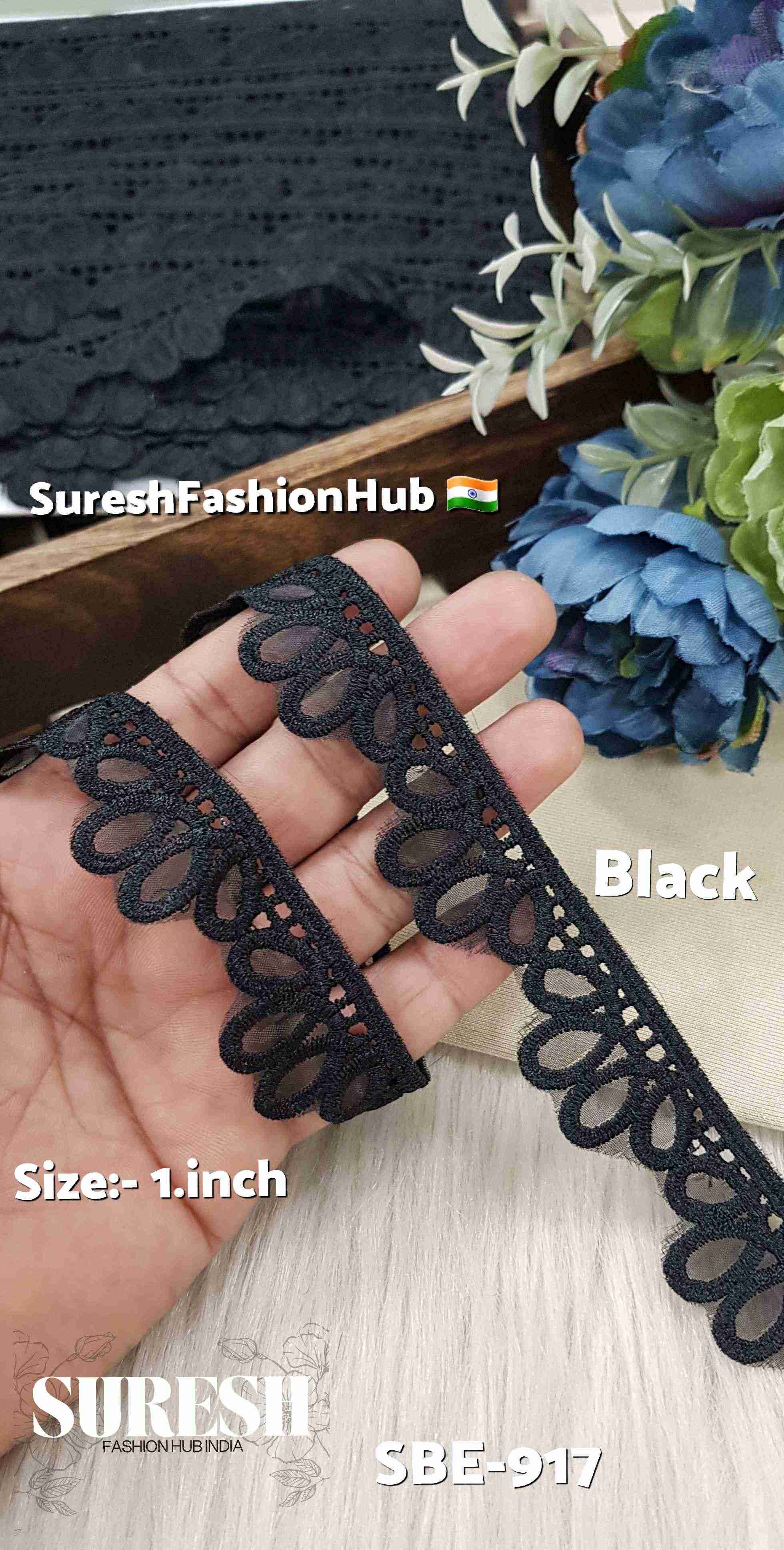 Elite Charm Black Organza Lace