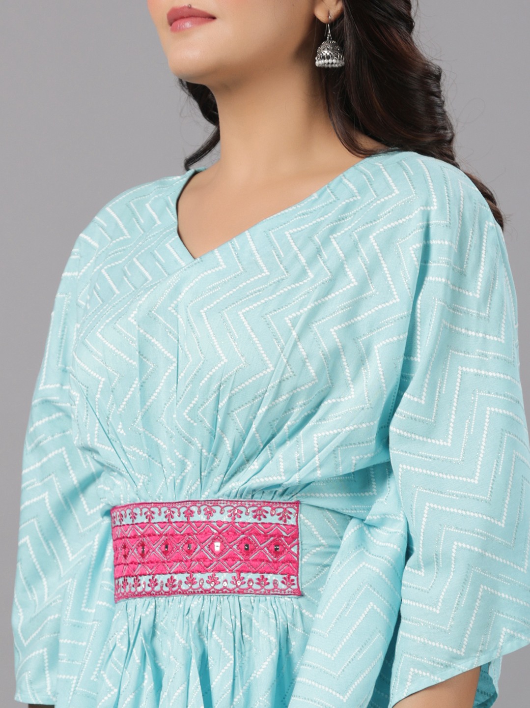 Rayon Printed  Kaftan Style Top & Straight Pant