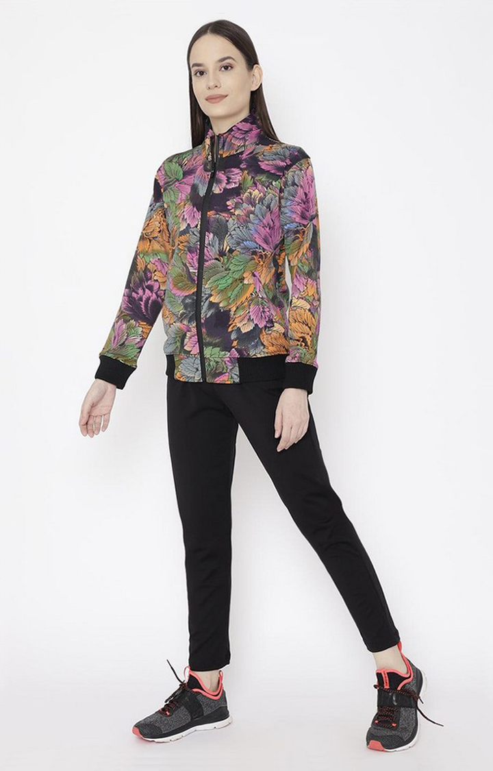 Women's Multicolor Printed Polyester Tracksuit