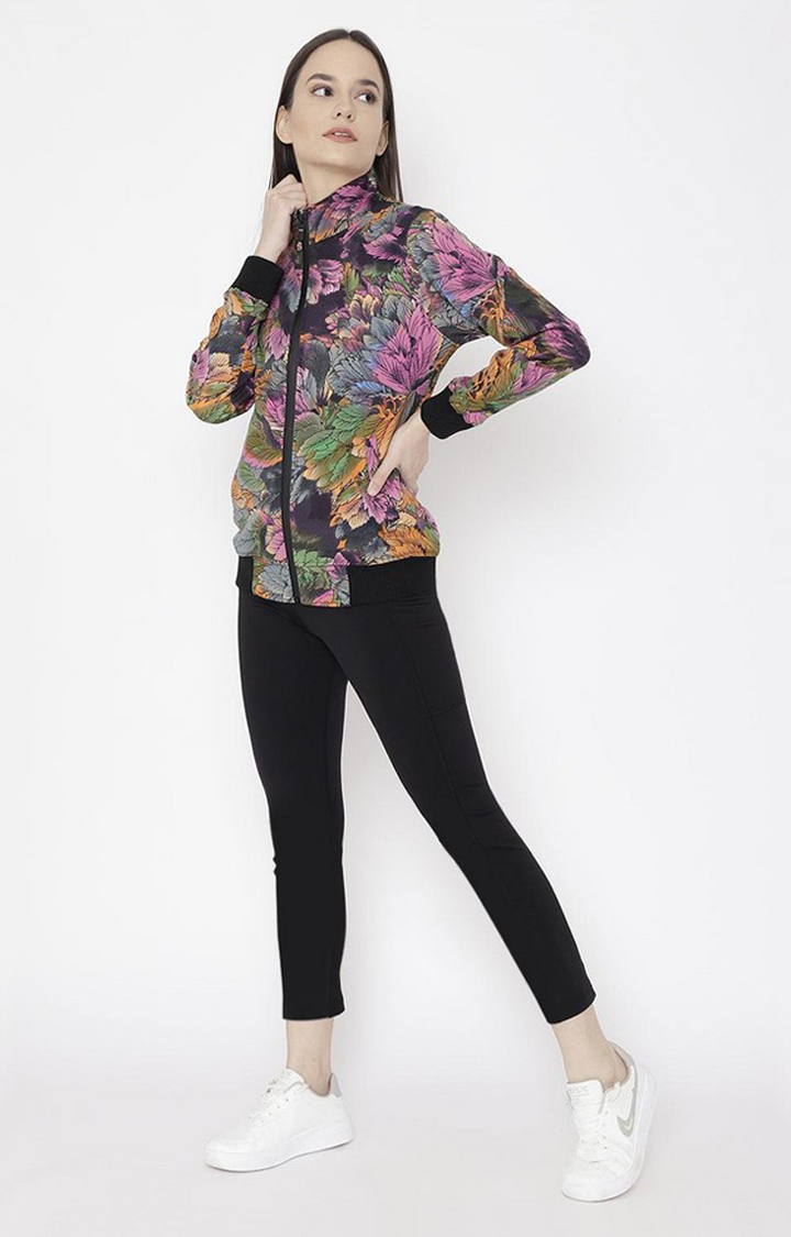 Women's Multicolor Printed Polyester Tracksuit
