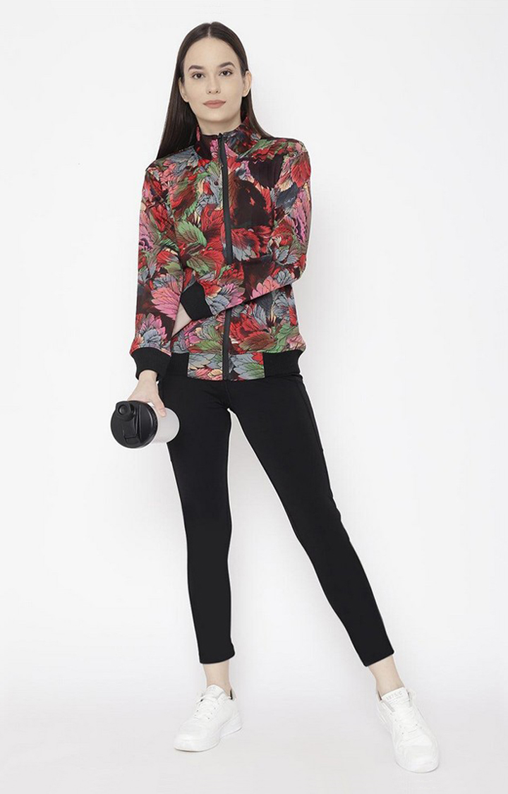 Women's Multicolor Printed Polyester Tracksuit