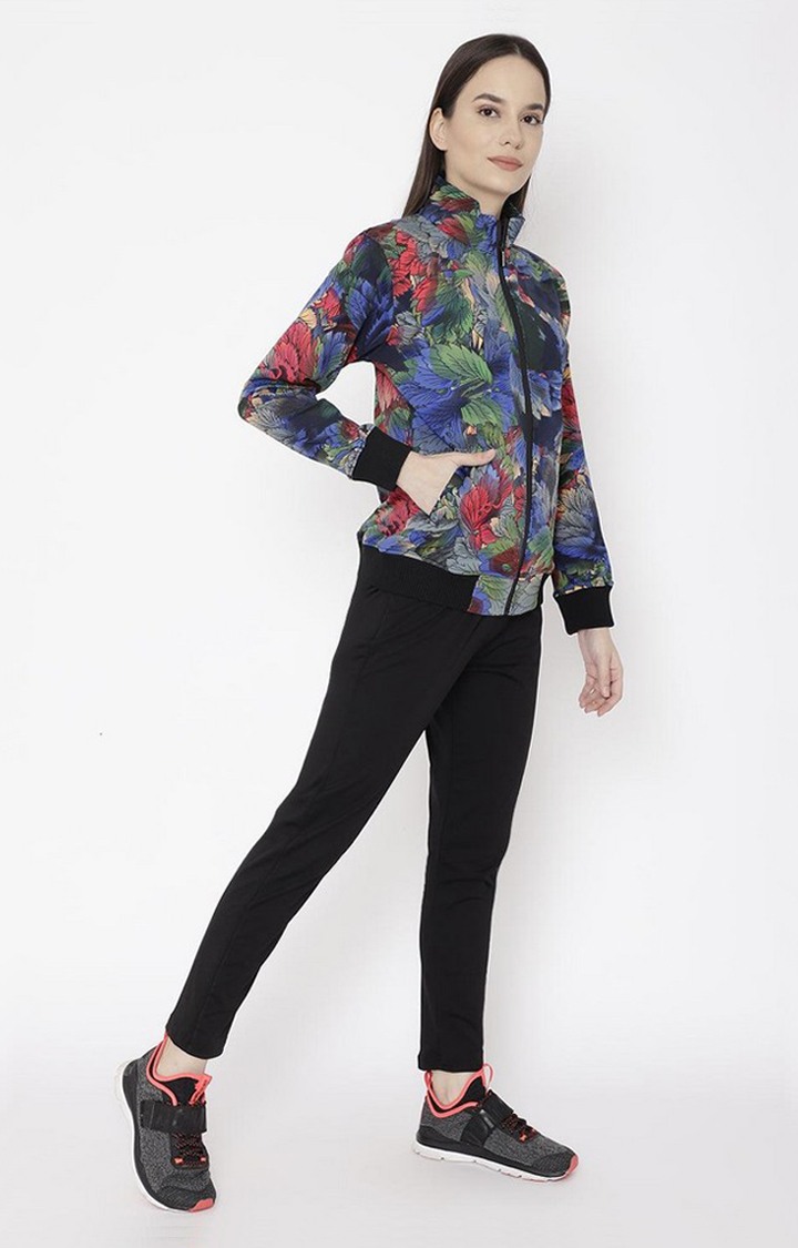 Women's Multicolor Printed Polyester Tracksuit