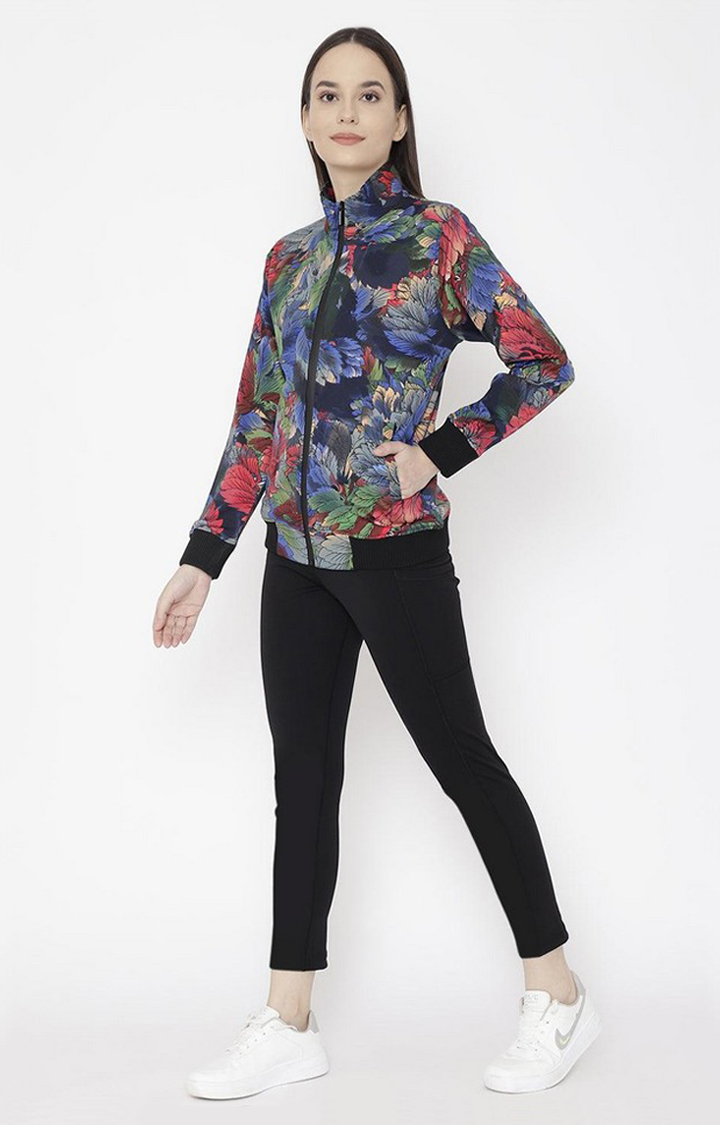 Women's Multicolor Printed Polyester Tracksuit