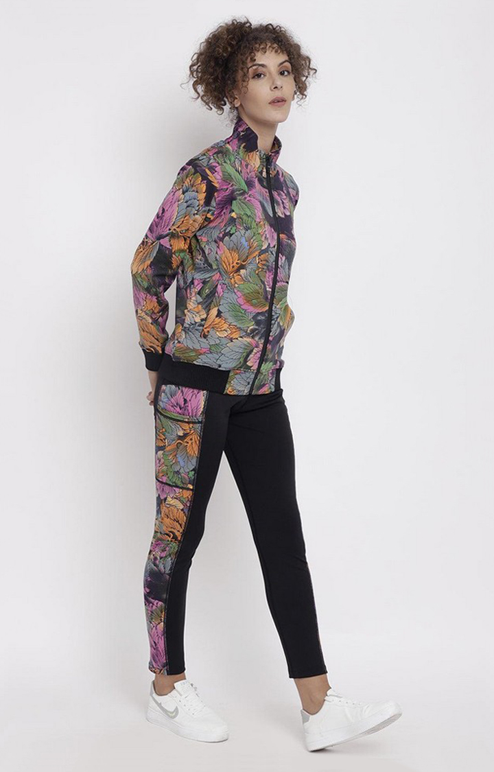 Women's Multicolor Printed Polyester Tracksuit