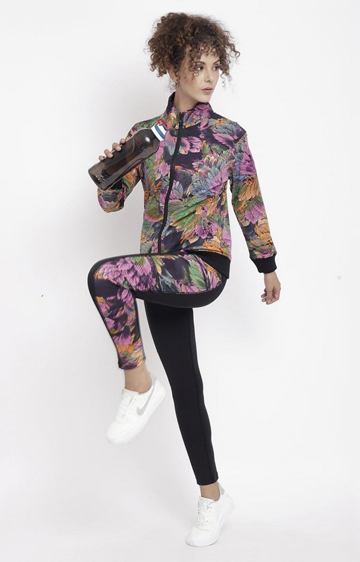 Women's Multicolor Printed Polyester Tracksuit