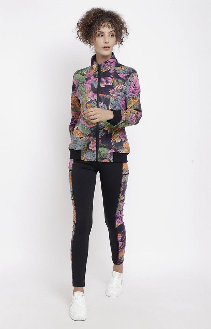 Women's Multicolor Printed Polyester Tracksuit