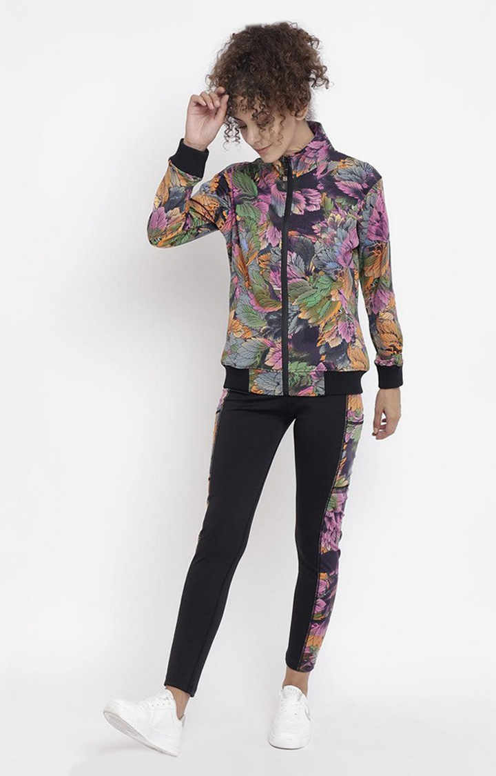 Women's Multicolor Printed Polyester Tracksuit