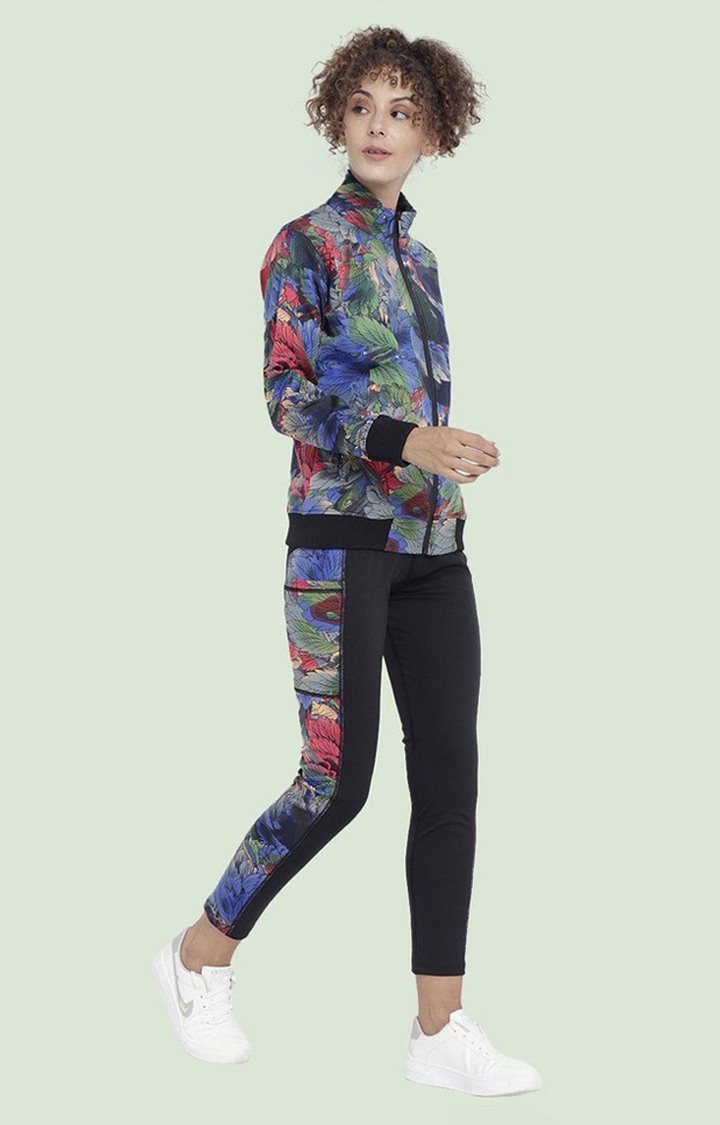 Women's Multicolor Printed Polyester Tracksuit