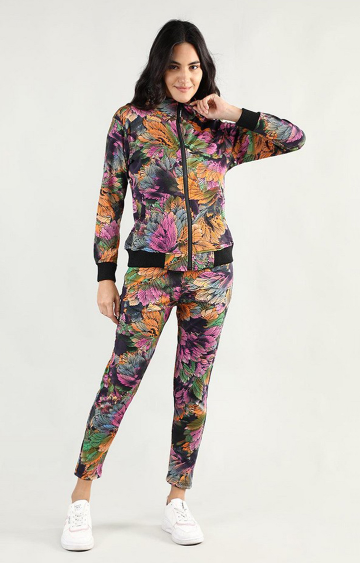 Women's Multicolor Printed Polyester Tracksuit