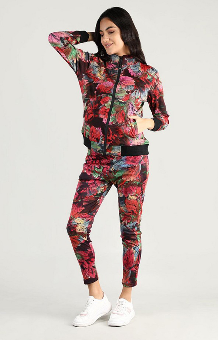 Women's Multicolor Printed Polyester Tracksuit