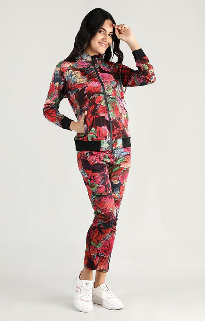 Women's Multicolor Printed Polyester Tracksuit