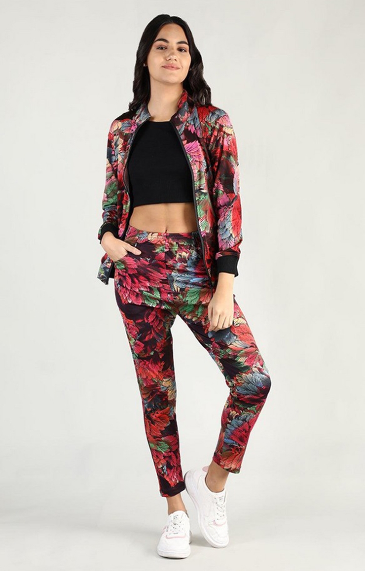Women's Multicolor Printed Polyester Tracksuit