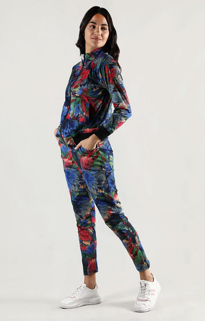 Women's Multicolor Printed Polyester Tracksuit