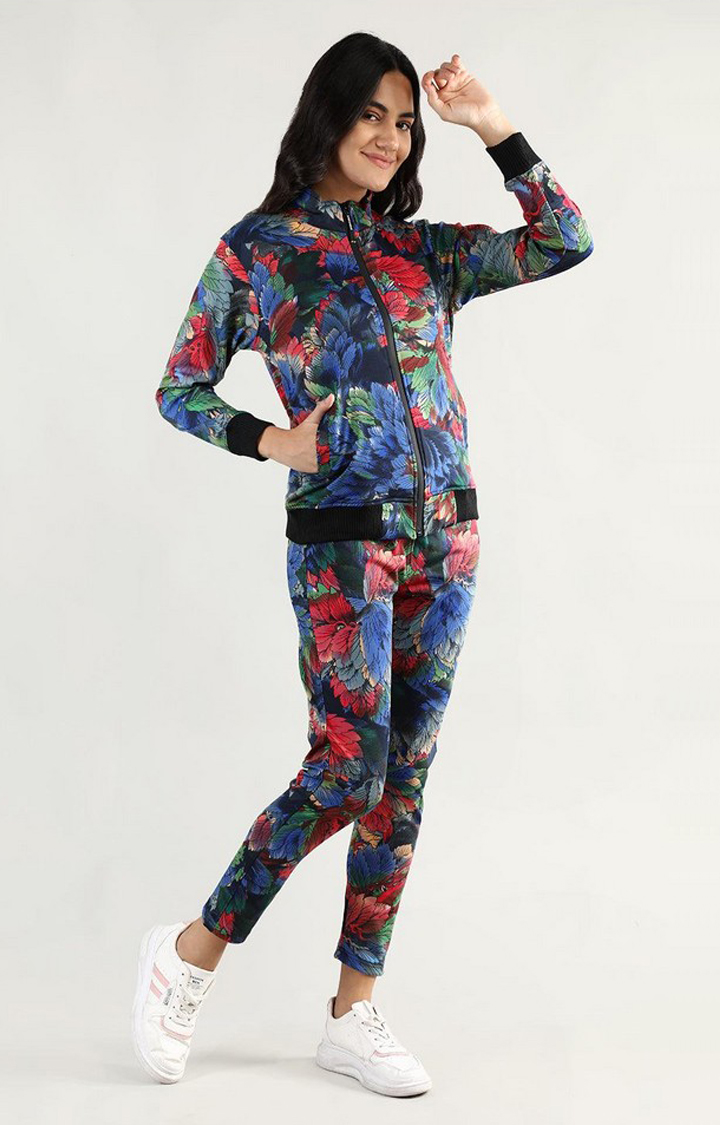 Women's Multicolor Printed Polyester Tracksuit