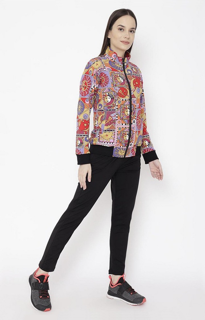 Women's Multicolor Printed Polyester Tracksuit