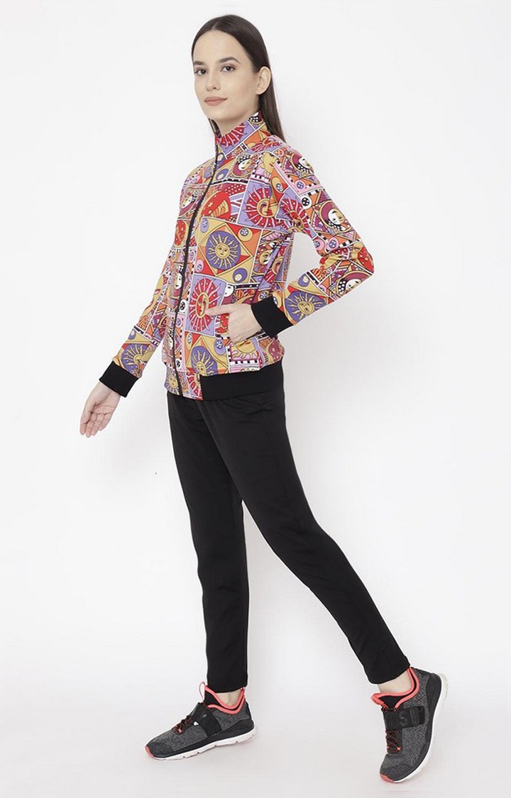 Women's Multicolor Printed Polyester Tracksuit