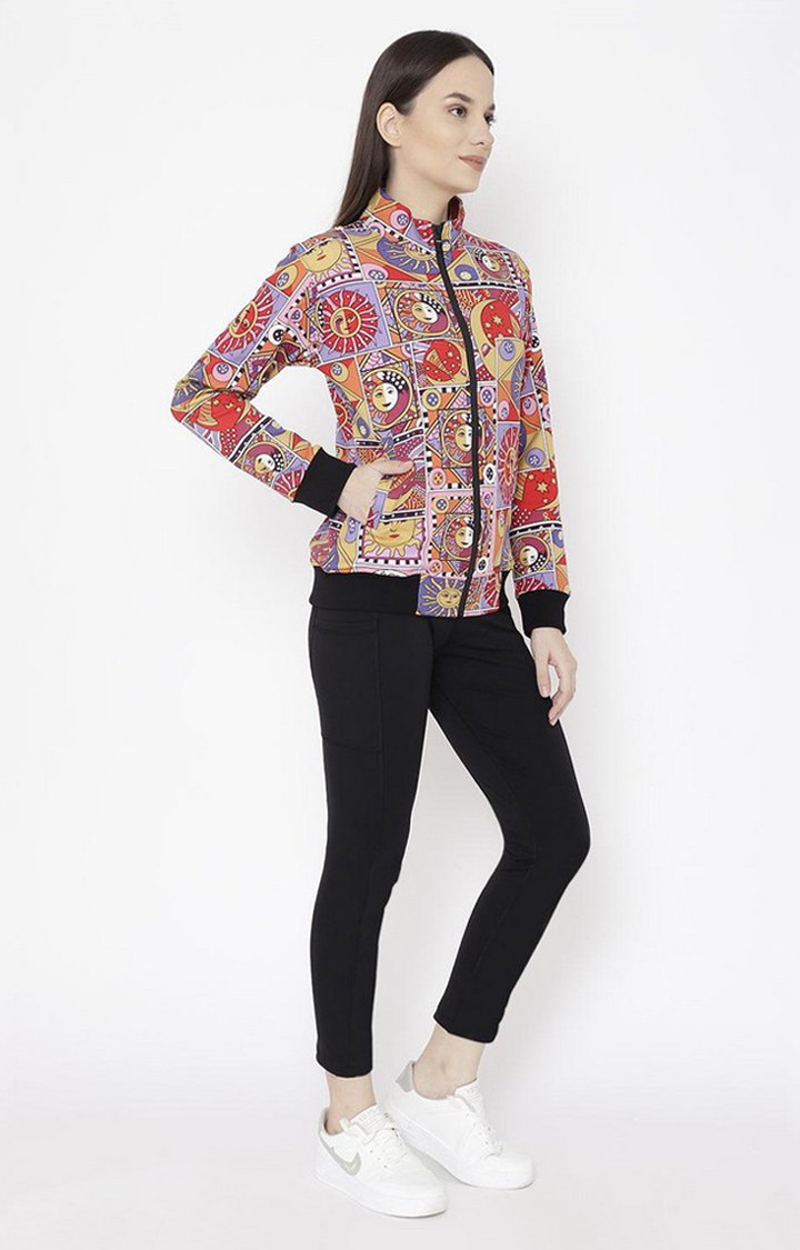 Women's Multicolor Printed Polyester Tracksuit