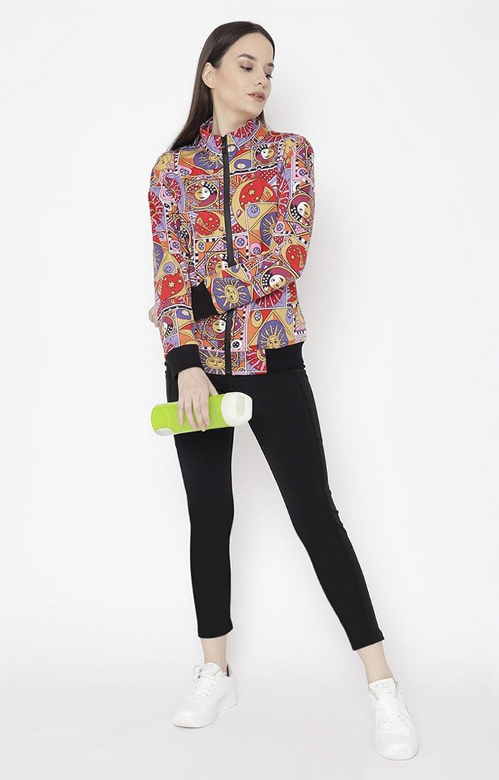 Women's Multicolor Printed Polyester Tracksuit