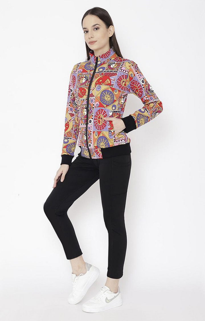 Women's Multicolor Printed Polyester Tracksuit